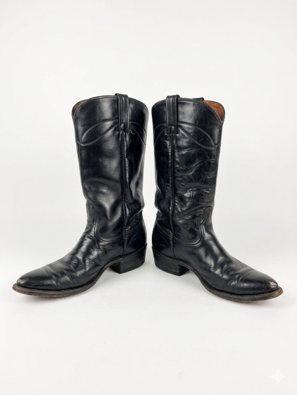 VTG Acme Black Leather Cowboy Boots Made in USA Men’s 6.5/ Women’s 8 Festival